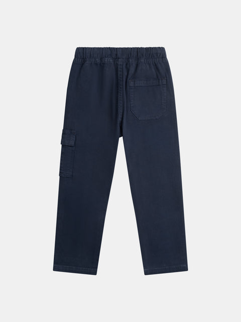 Navy Cotton Canvas Cargo Trousers