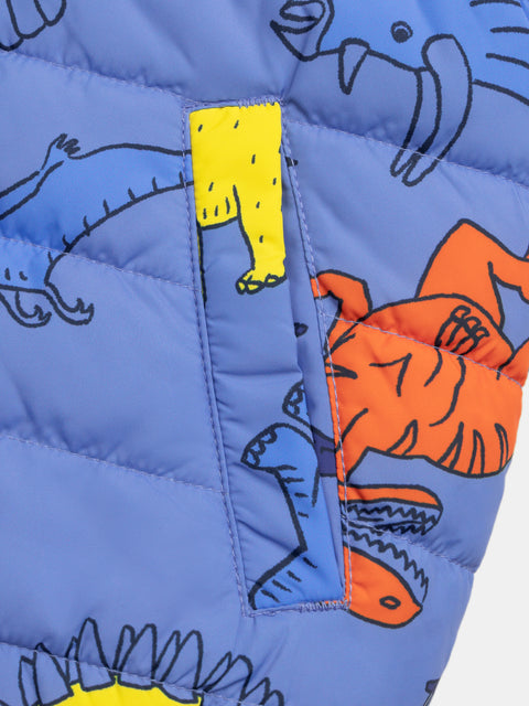 Reversible Dinosaur Print Sleeveless Jacket