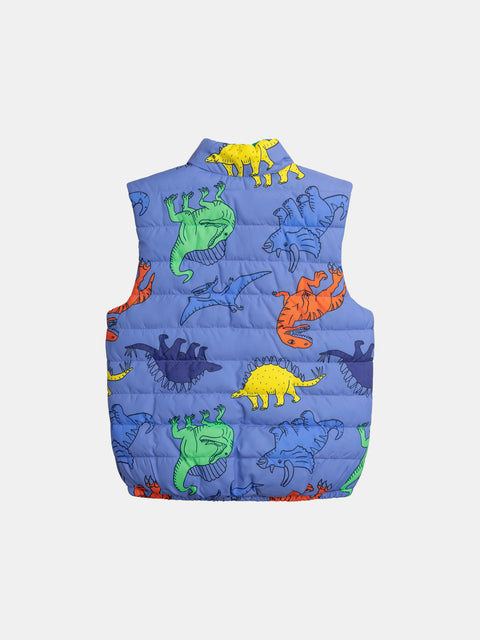 Reversible Dinosaur Print Sleeveless Jacket