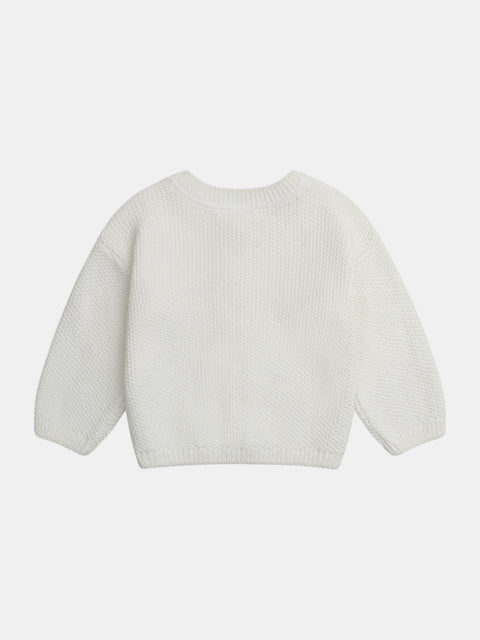 Cream Cotton Strawberry Embroidered Cardigan