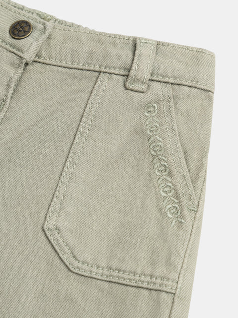 Green Embroidered Denim Jeans