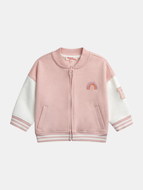 Pink Baseball Style Cotton Rich Jacket