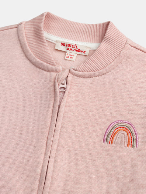 Pink Baseball Style Cotton Rich Jacket