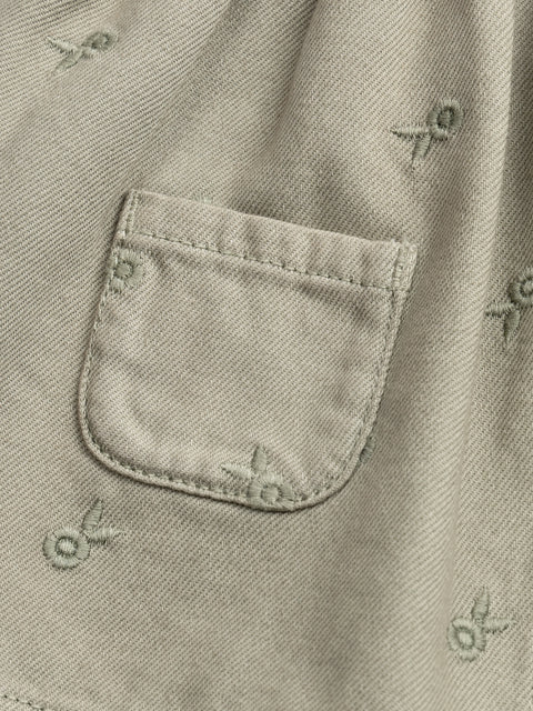 Lined Green Denim Dungaree Dress