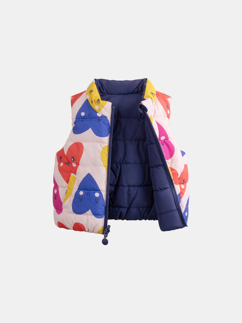 Reversible Heart Print Sleeveless Jacket