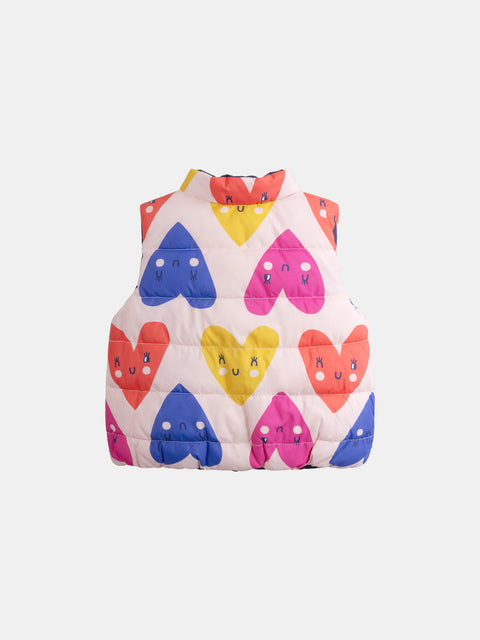Reversible Heart Print Sleeveless Jacket