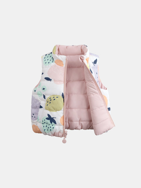 Reversible Floral Print Sleeveless Jacket