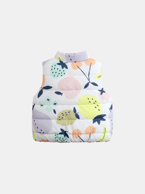 Reversible Floral Print Sleeveless Jacket