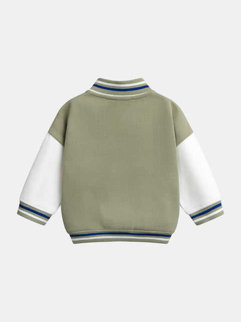 Green Cotton Rich Baseball Style Jacket