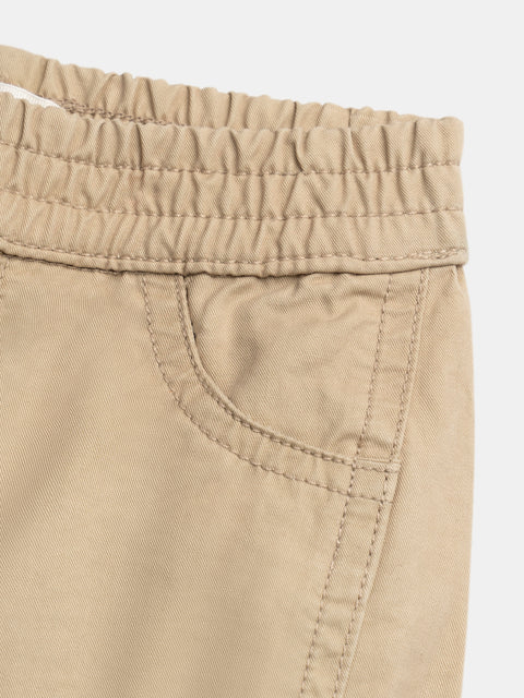 Beige Cotton Twill Cargo Trousers