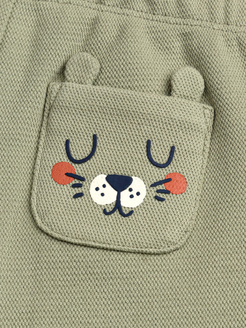 Green Cotton Rich Pique Joggers