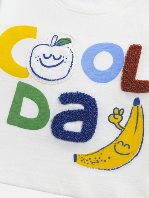 Cream "Cool Day" Print Cotton T-shirt
