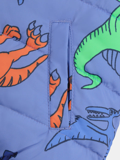 Reversible Blue Dinosaur Print Sleeveless Jacket