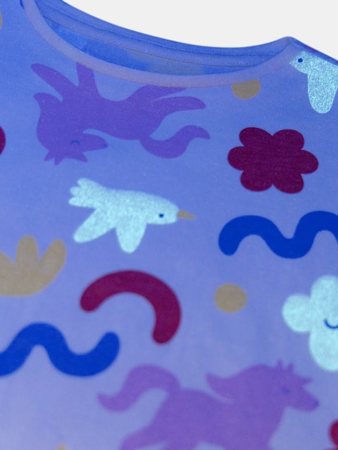 Pink Glow In The Dark Printed Cotton Pyjama Nightwear Combo