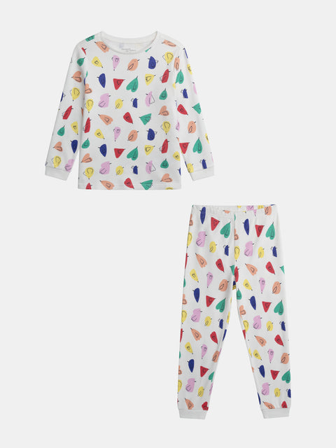 Cream Heart Print Cotton Pyjamas