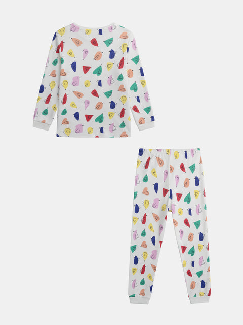 Cream Heart Print Cotton Pyjamas
