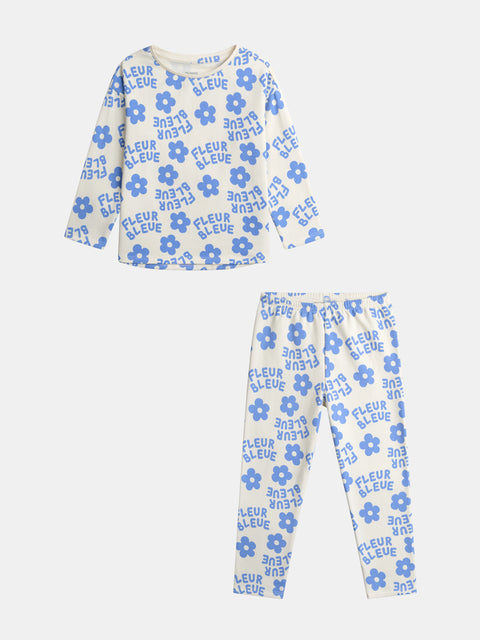 Cream Floral Print Cotton Pyjamas