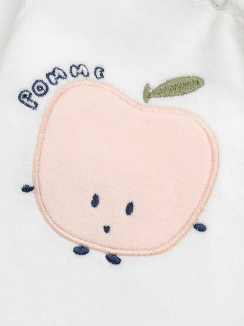 Cream Heart Print Velour Pyjamas