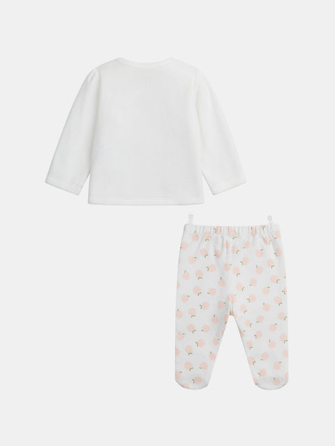 Cream Heart Print Velour Pyjamas