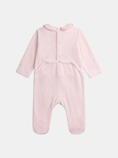Pink Velour Sleepsuit