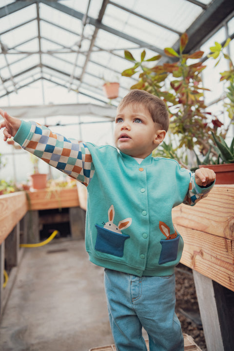 Green Cotton Rich Pique Zipped Sweatshirt