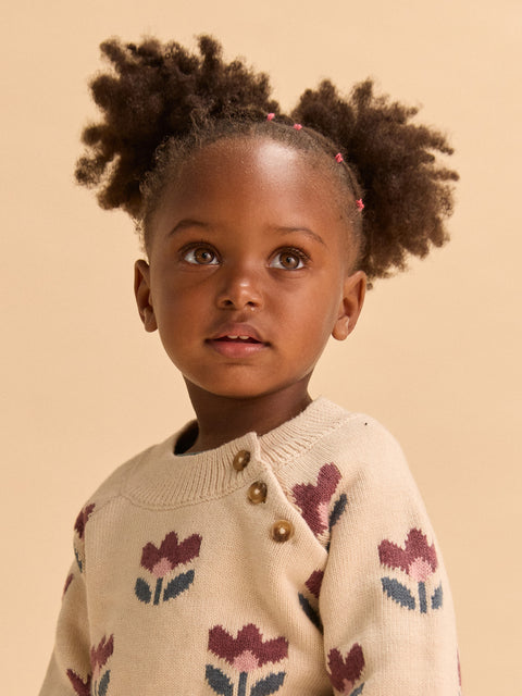 Floral Pattern Cotton Mix Jumper