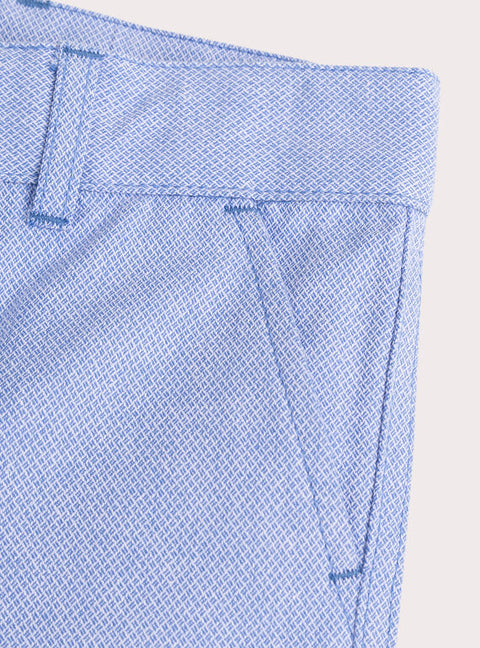 Blue Herringbone Cotton Trousers