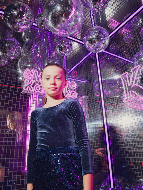 Navy Glitter Velour T-shirt