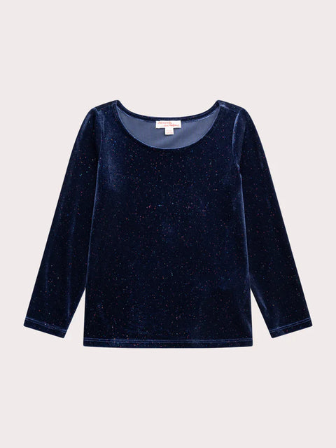 Navy Glitter Velour T-shirt