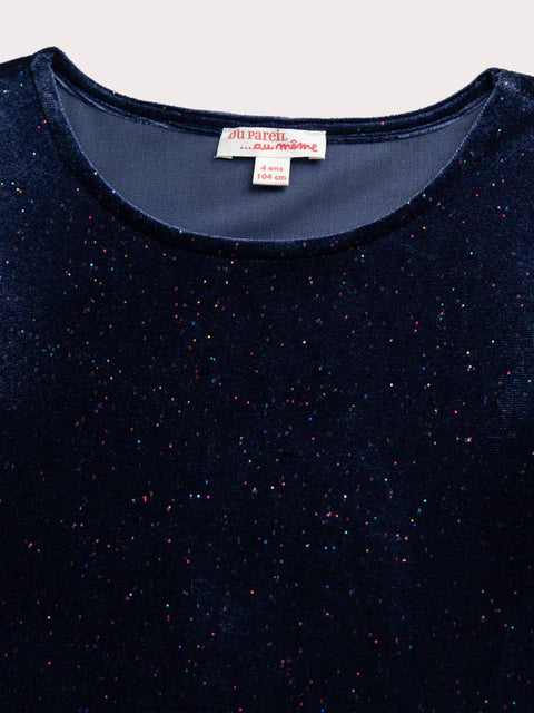 Navy Glitter Velour T-shirt