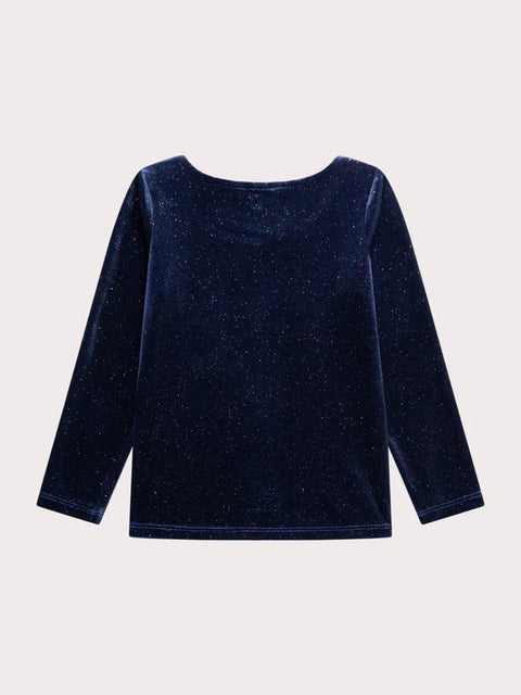 Navy Glitter Velour T-shirt