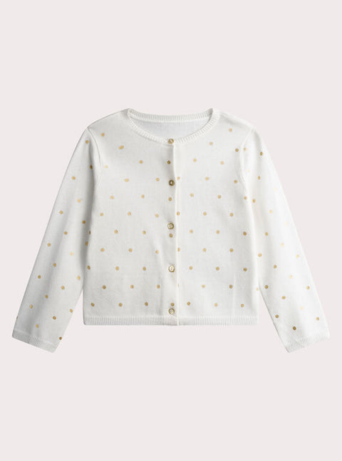 Cream Glitter Polka Dot Cotton Rich Cardigan