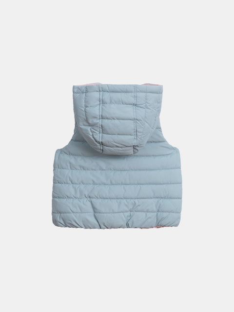 Pink Hooded Reversible Sleeveless Jacket