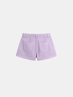 Purple Cotton Twill Shorts