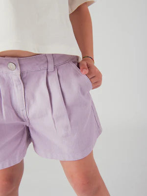 Purple Cotton Twill Shorts