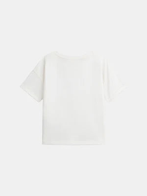 Off White Cat Print Cotton T-shirt
