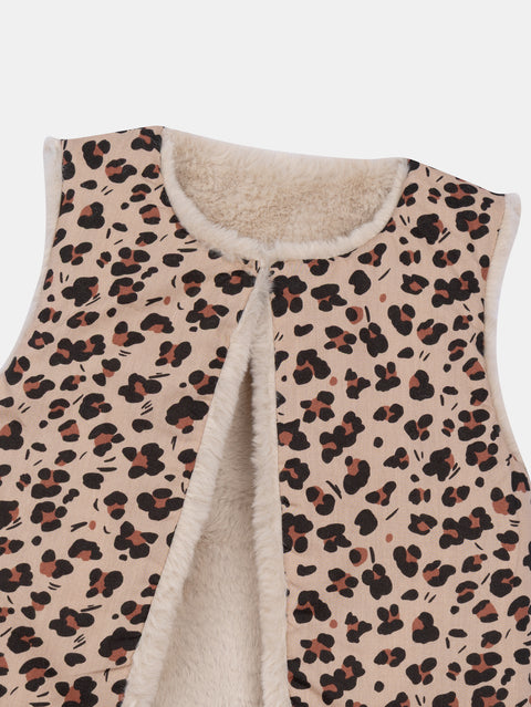 Reversible Beige Faux Fur Gilet