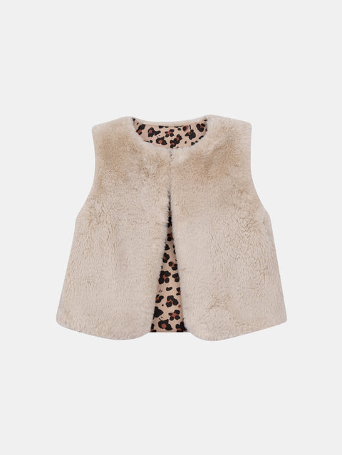 Reversible Beige Faux Fur Gilet
