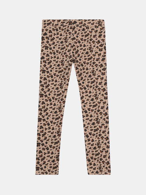 Beige Animal Print Bonded Fleece Leggings