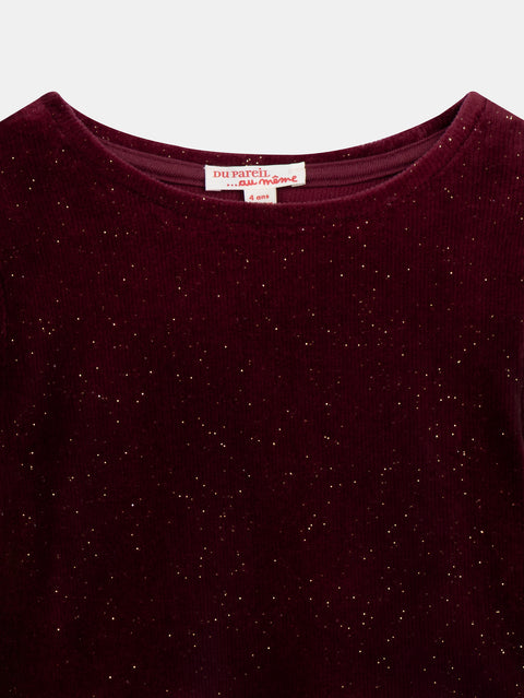 Prune Glitter Velour Skater Dress