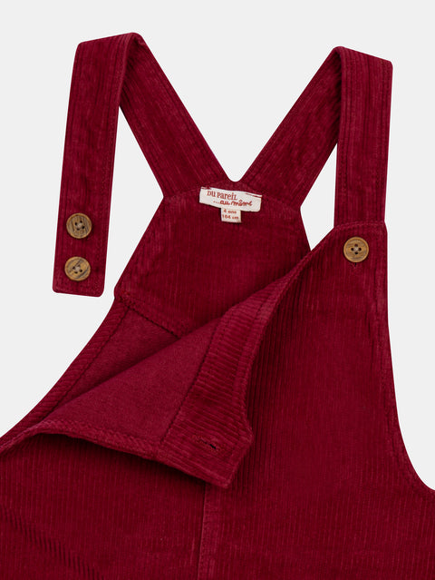 Red Corduroy Dungaree Dress