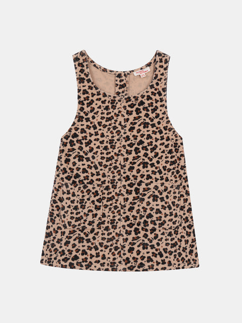 Beige Animal Print Corduroy Dress