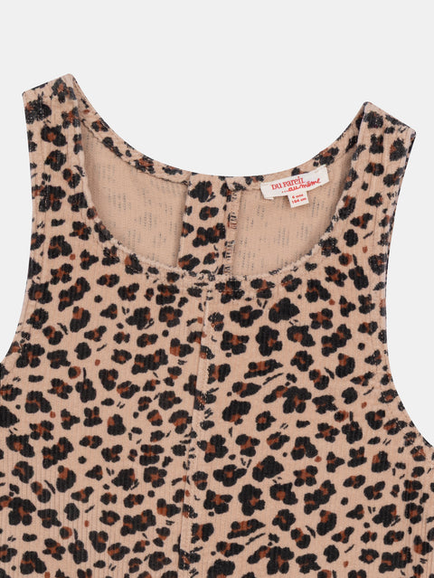 Beige Animal Print Corduroy Dress