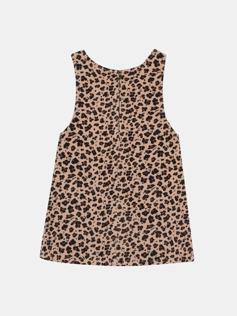 Beige Animal Print Corduroy Dress