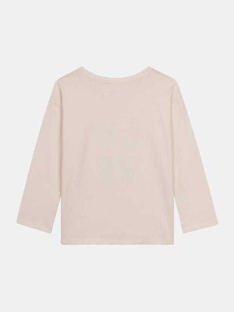 Cream Love Applique Cotton T-shirt