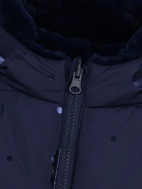 Reversible Navy Faux Fur Hooded Coat
