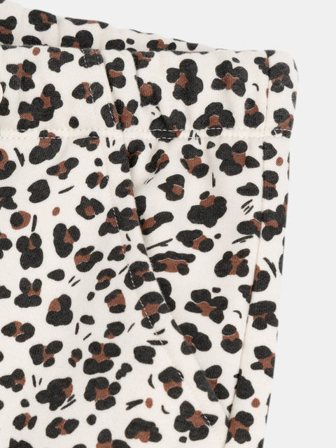 Animal Print Cotton Fleece Wide Leg Joggers