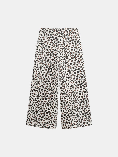 Animal Print Cotton Fleece Wide Leg Joggers
