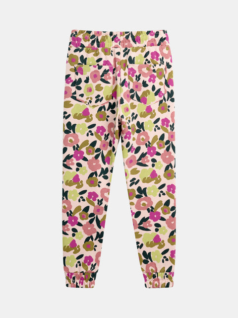 Pink Floral Print Cotton Fleece Joggers