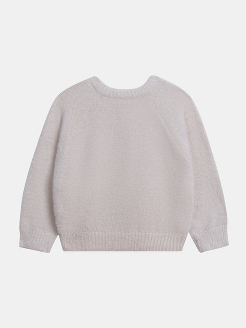 Cream Feather Knit Cardigan